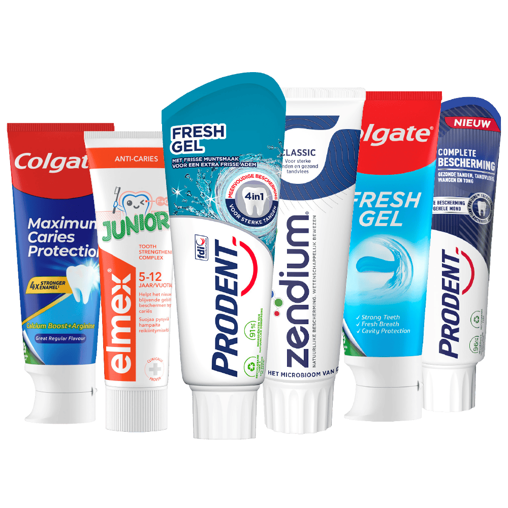 Alle Colgate, Elmex Prodent en Zendium