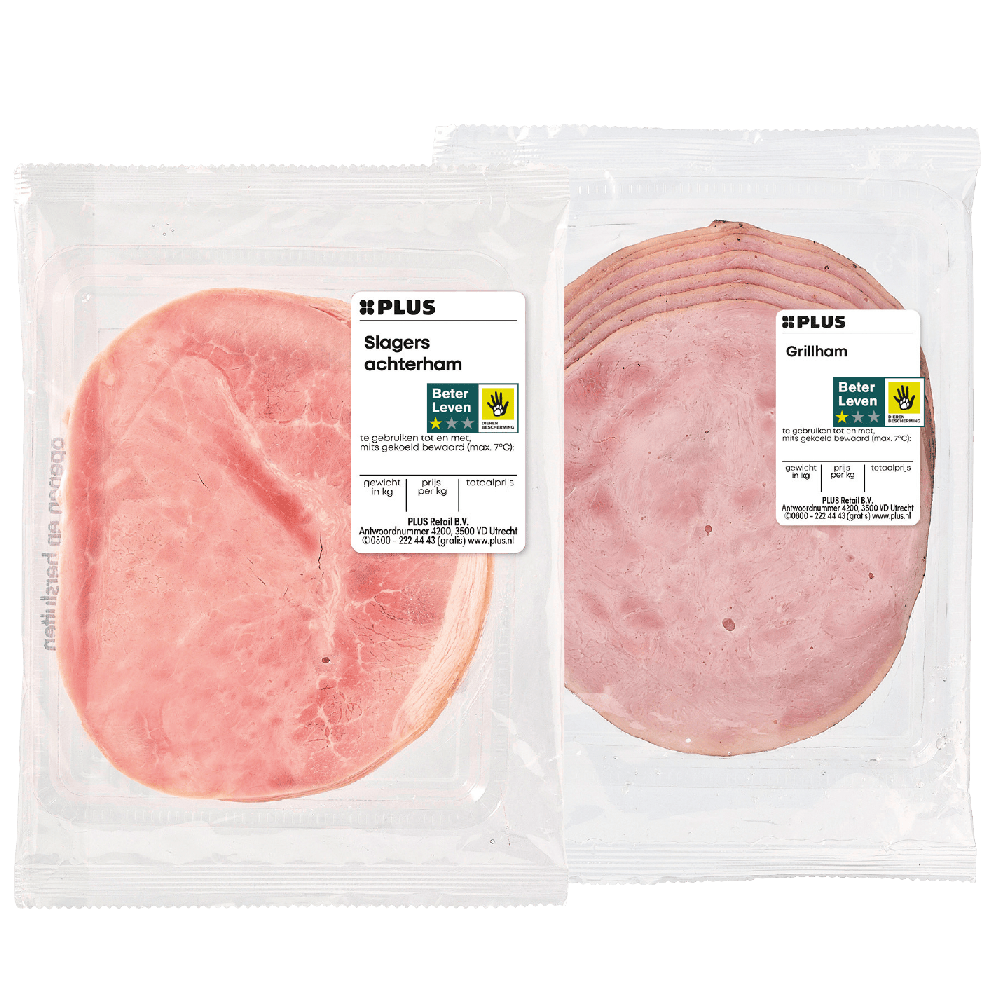 Slagersachterham, salami en grillham