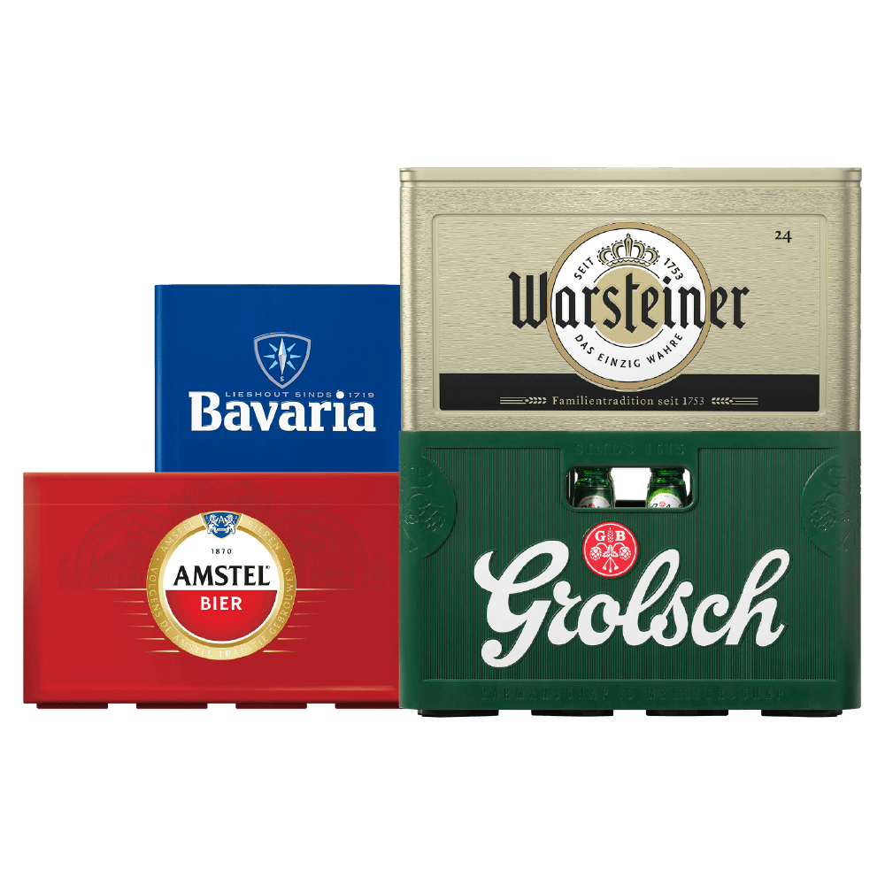 Grolsch, Amstel, Warsteiner en Bavaria Pils
