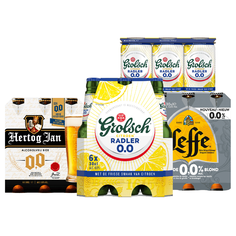 Alle Grolsch, Leffe en Hertog Jan 0.0%