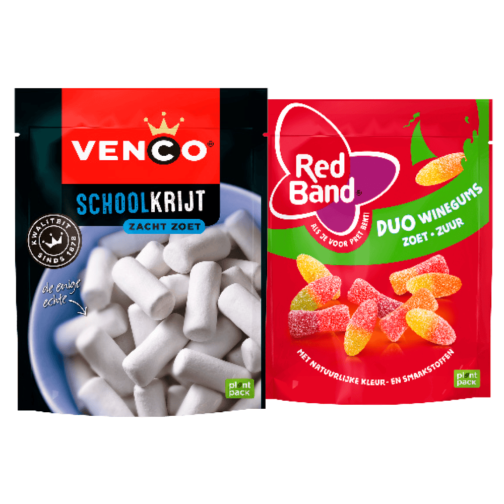 Alle Red Band, Venco en The Jelly Bean Factory stazakken en kokers
