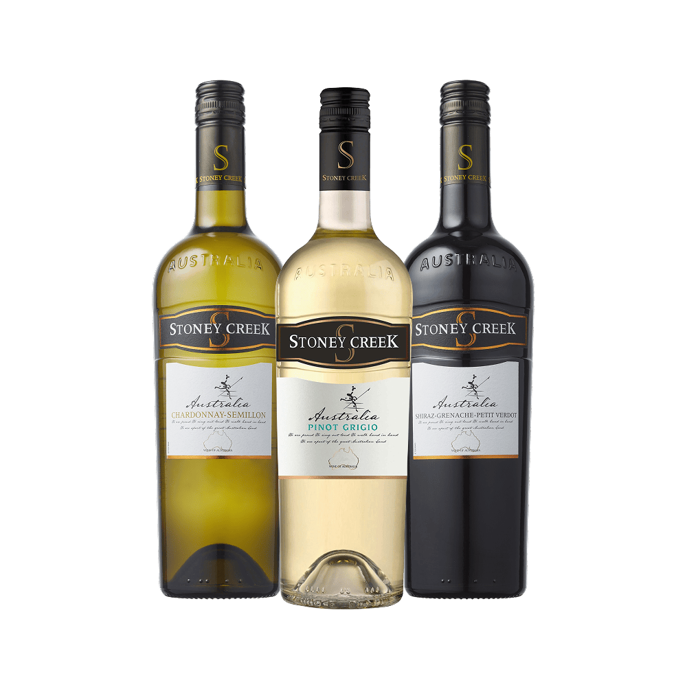 Stoney Creek Chardonnay Semillon, Pinot Grigio en Shiraz Grenache & Petit Verdot