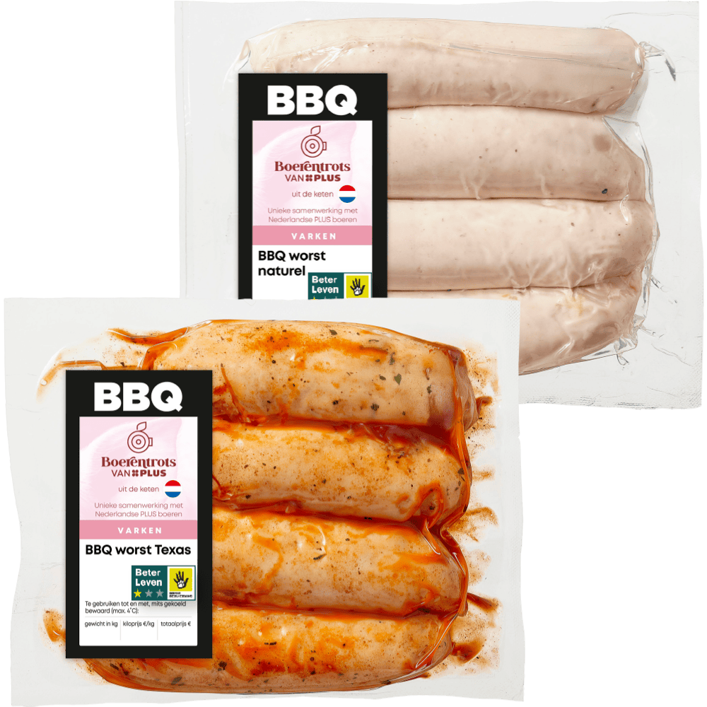 Boerentrots van PLUS BBQ worst