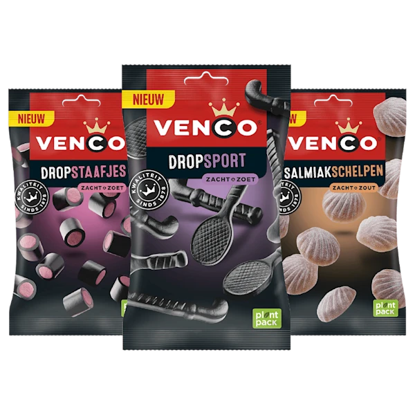 Venco Dropsport, dropstaafjes en salmiakschelpen