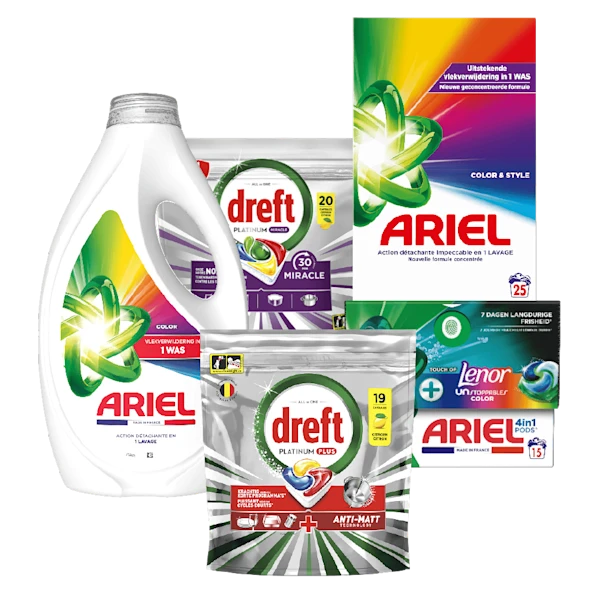 Alle Ariel Wasmiddel en Dreft Vaatwascapsules