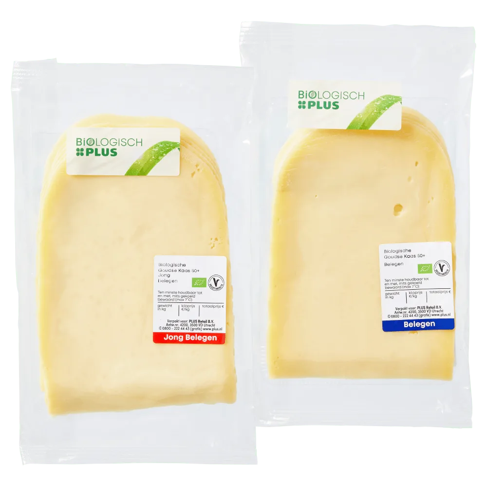 Biologisch PLUS en Fryske Kies & Mix Goudse kaas 50+ plakken