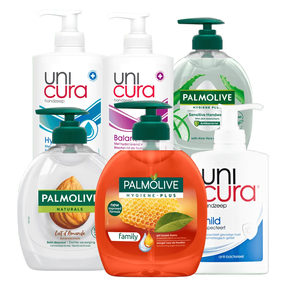 Alle Unicura en Palmolive Handzeep