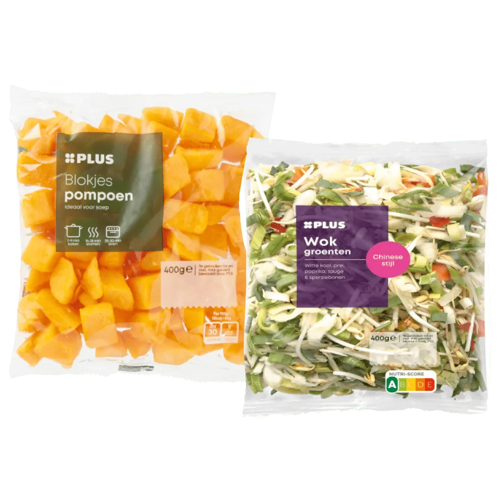 PLUS Spruiten, zoete aardappel- en pompoenblokjes