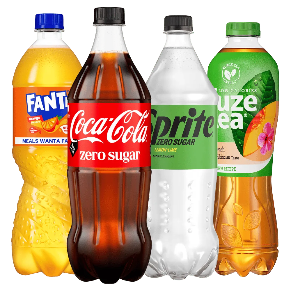 Coca-Cola, Fanta, Sprite en Fuze Tea