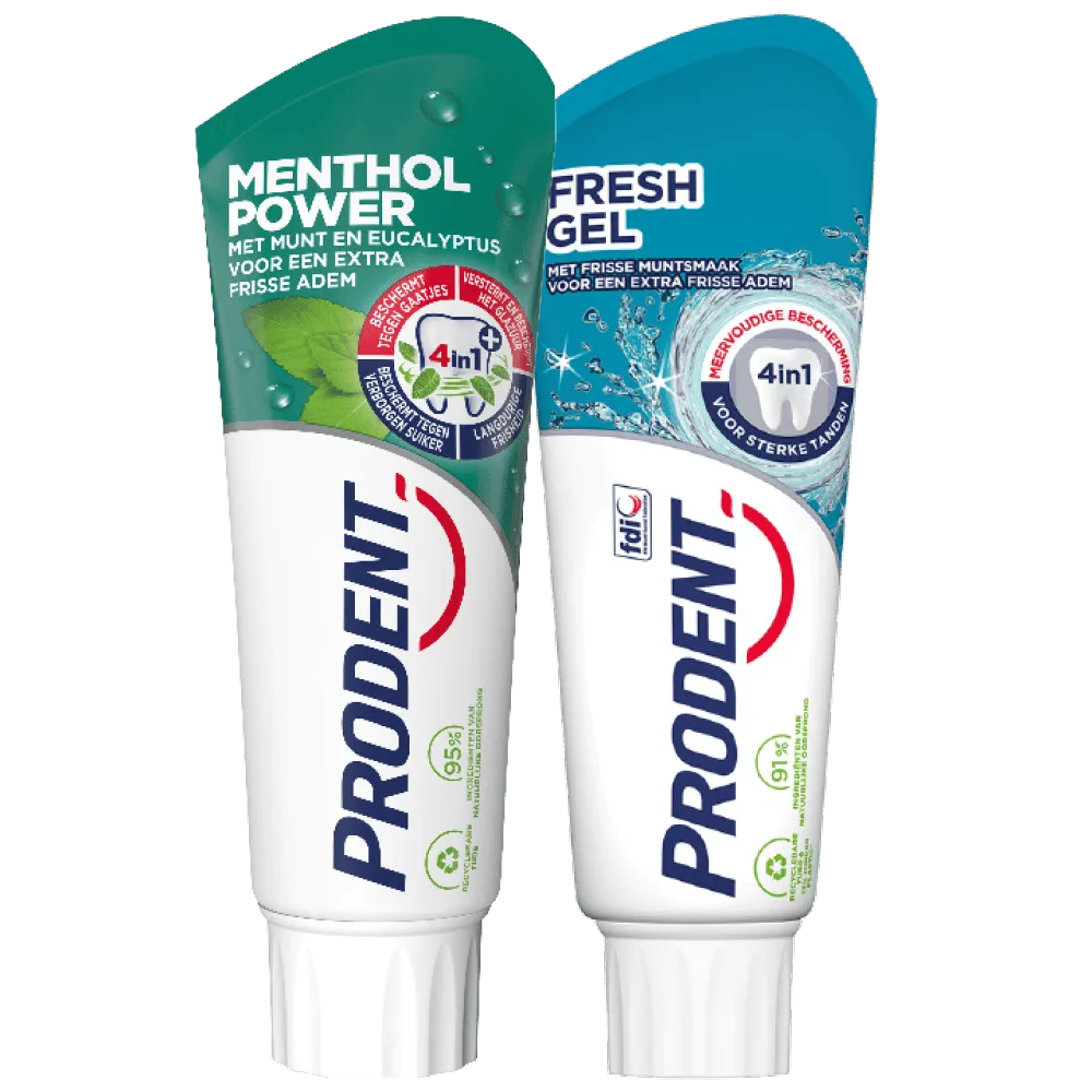 Prodent tandpasta Menthol, freshgel en soft mint