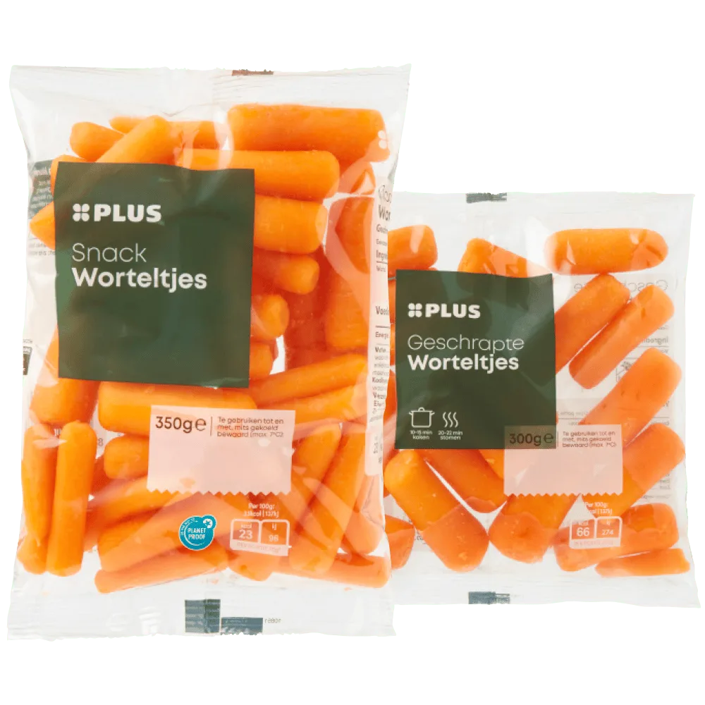 PLUS Snack- en geschrapte worteltjes