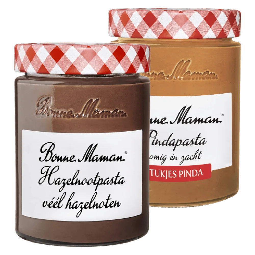 Bonne Maman Pinda- en Hazelnoot pasta