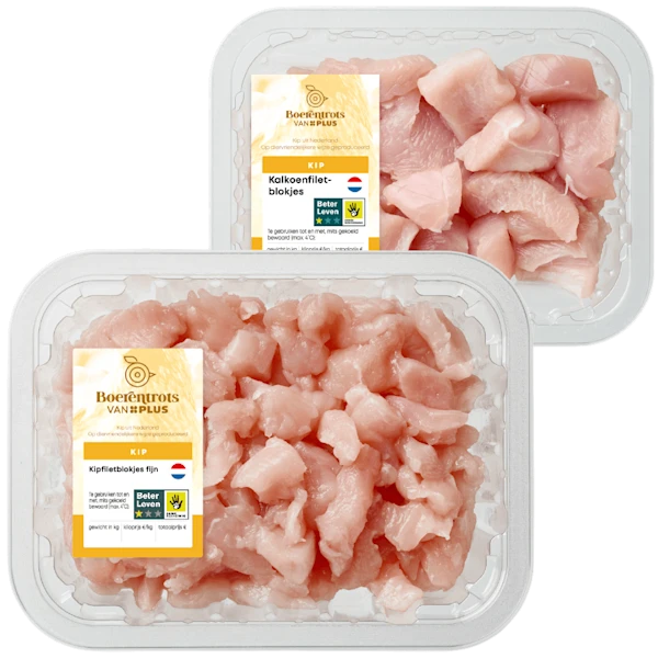 PLUS Boerentrots Kipfilet- en kalkoenblokjes