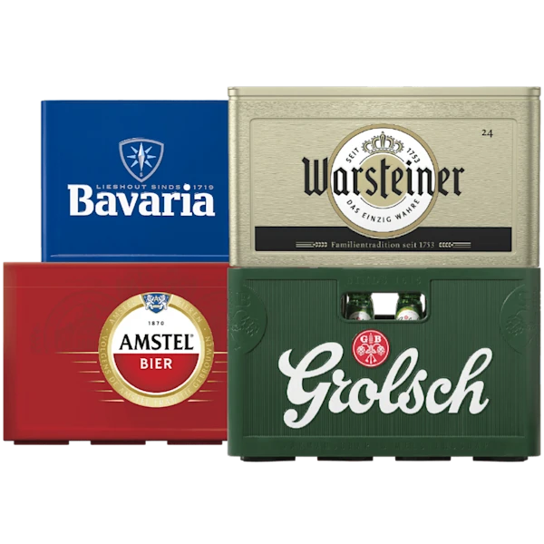 Grolsch, Amstel, Warsteiner en Bavaria Pils