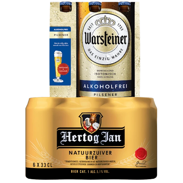 Hertog Jan, Warsteiner en Peroni Pils en 0.0%
