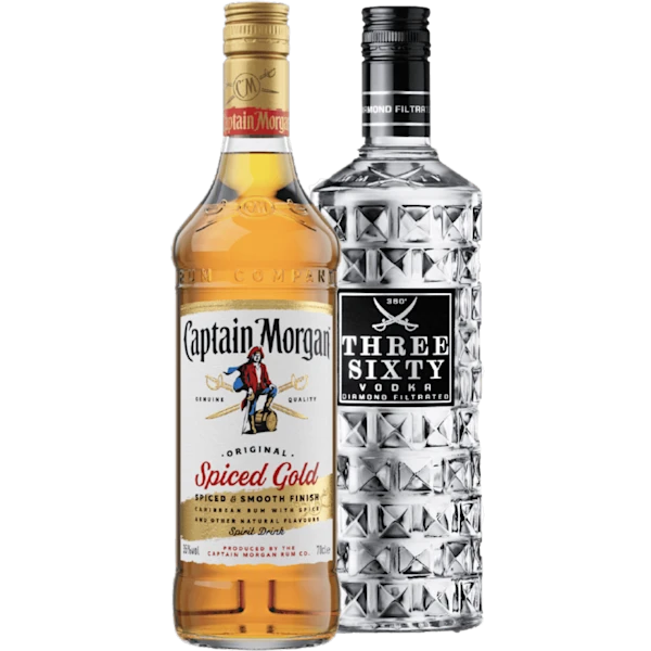 Three Sixty Vodka en Captain Morgan Rum