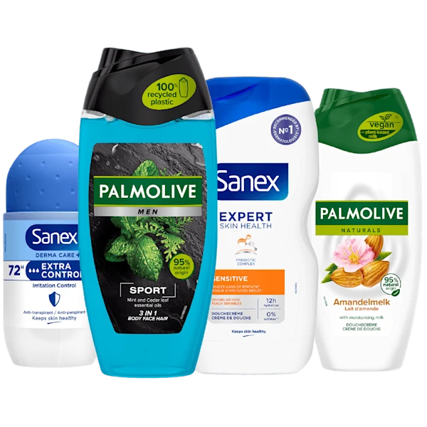 Alle Sanex en Palmolive Douche en deodorant