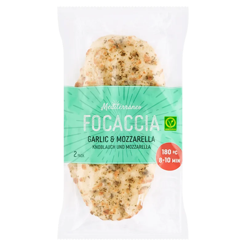 Mediterraneo Focaccia knoflook mozzarella