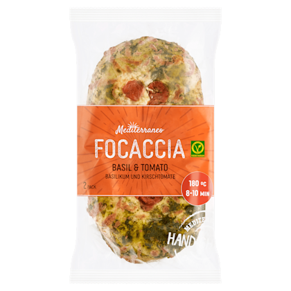 Mediterraneo Focaccia basilicum, kaas & tomaat