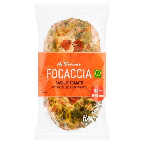 Mediterraneo Focaccia basilicum, kaas & tomaat