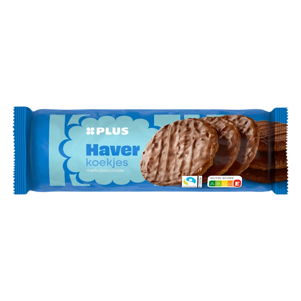 PLUS Haverkoekjes melkchocolade Fairtrade
