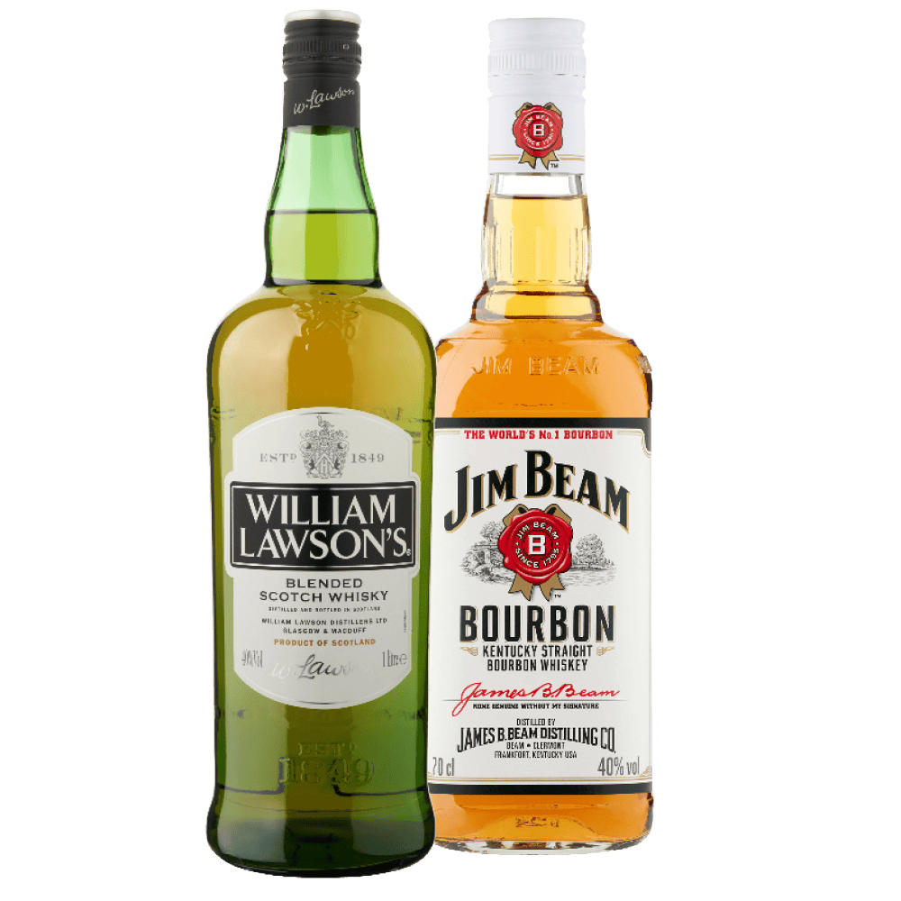 Jim Beam Bourbon en honey en William Lawson's Whisky
