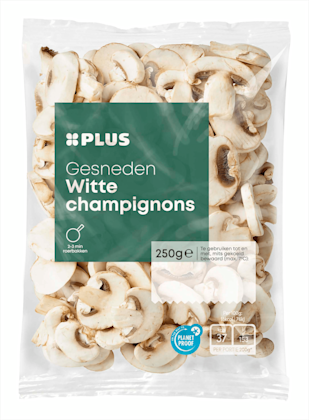 Witte champignons gesneden