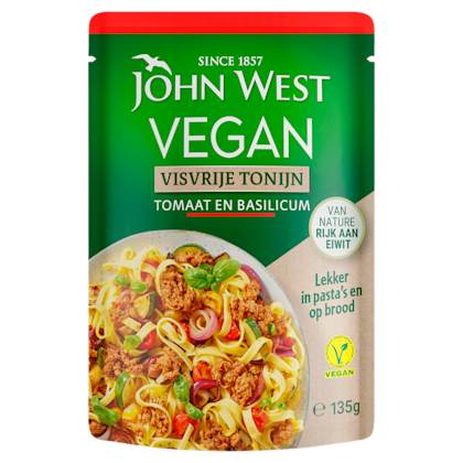 Vegan visvrije tonijn tomaat en basi