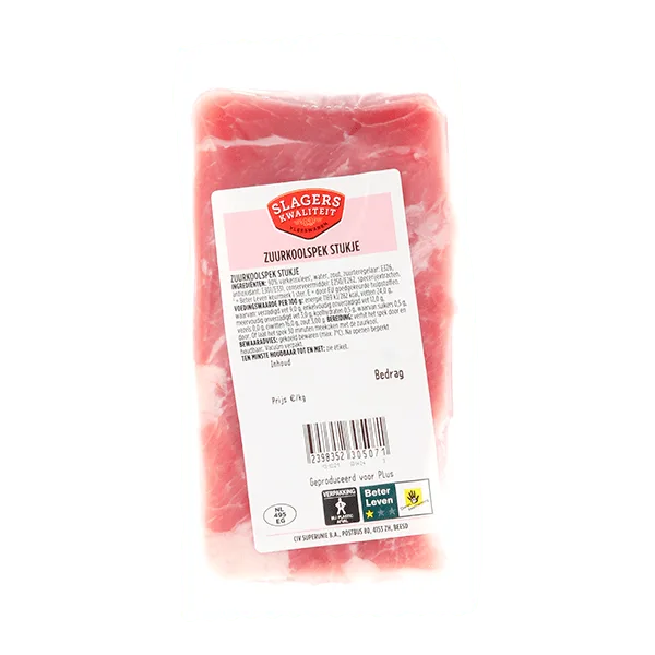 Slagers kwaliteit Vac. zuurkoolspek stukje
