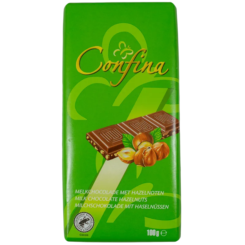 Confina Melk/hazelnoot chocolade tablet