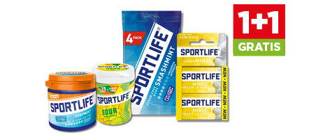 Sportlife 1 + 1 gratis. Geldig van 14 t/m 20 oktober