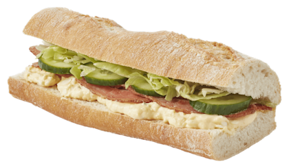 Witte baguette eiersalade met bacon