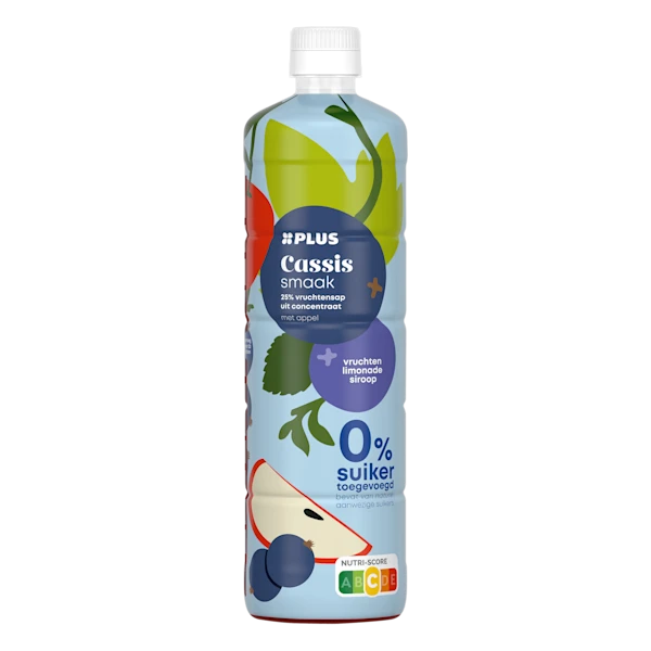 PLUS Limonadesiroop cassis zero
