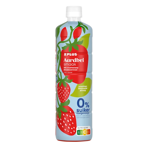 PLUS Limonadesiroop aardbei zero