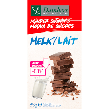 Chocoladetablet melk minder suikers