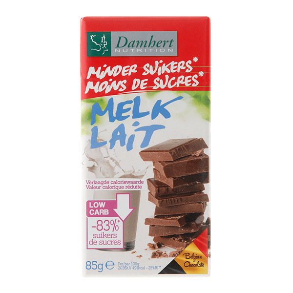 Damhert Chocoladetablet Melk Minder Suikers Per Doos 85 G