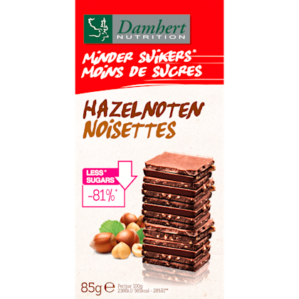 Chocoladereep noten minder suikers