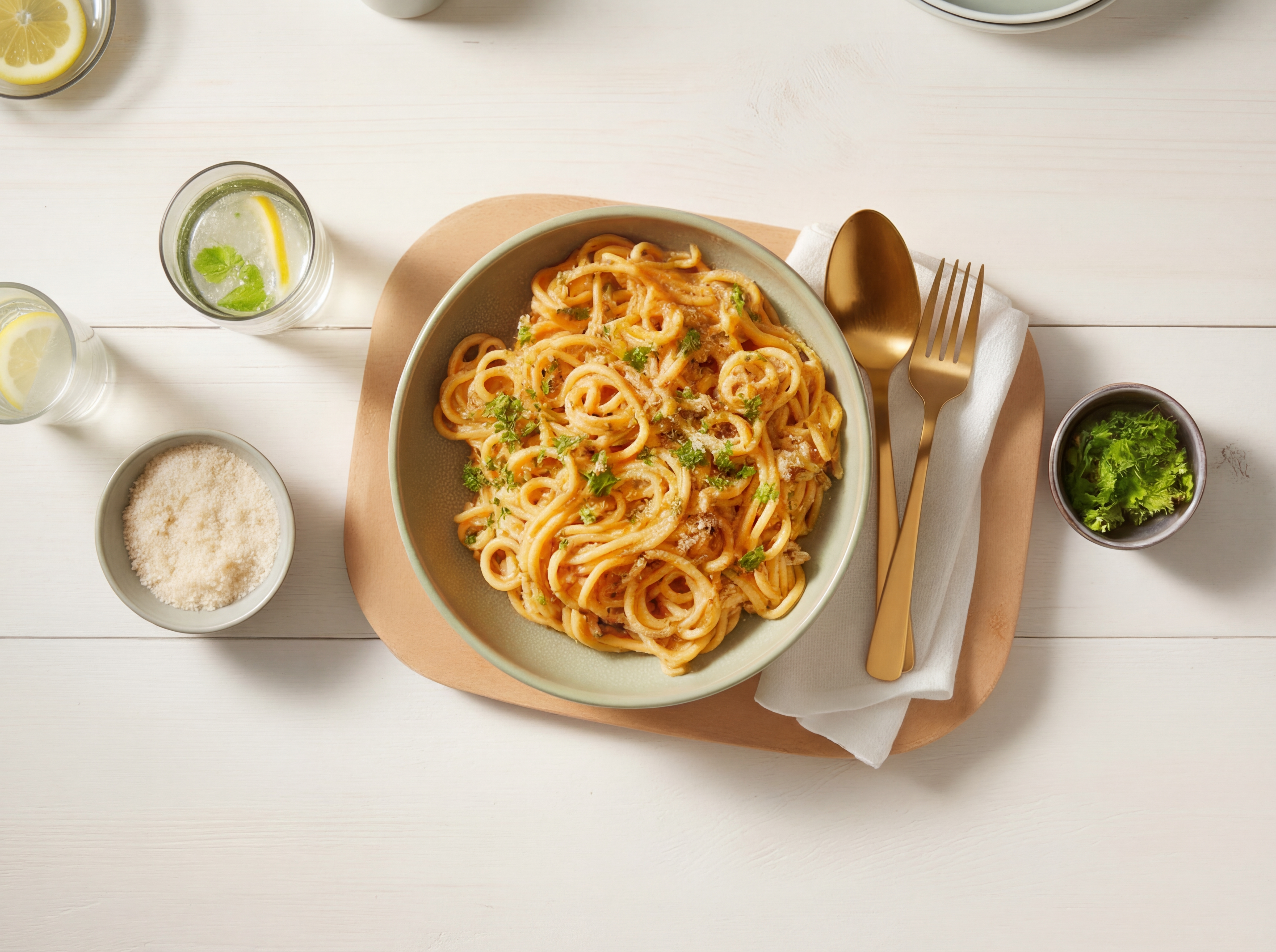 Spaghetti met truffelolie en peterselie