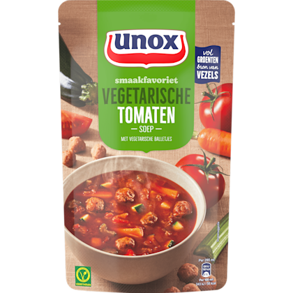 Soep in zak tomaat veg. balletjes - PLUS