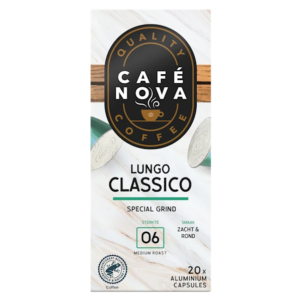 Café Nova Koffiecups lungo classico sterkte 6