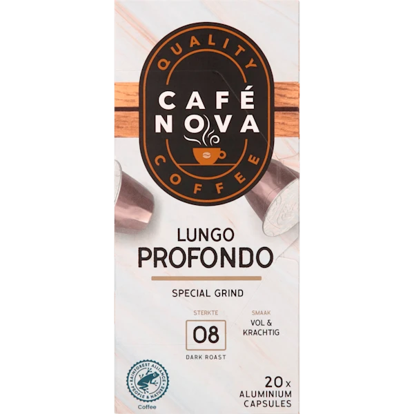 Café Nova Koffiecups lungo profundo sterkte 8
