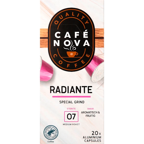 Café Nova Koffiecups espresso radiante sterkte 7