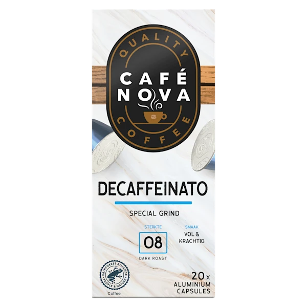 Café Nova Koffiecups decaffeinato sterkte 8