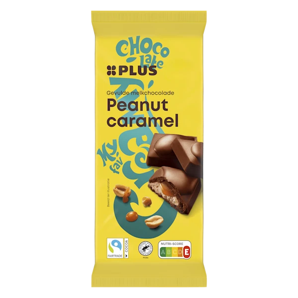 PLUS Gevulde chocoladereep pinda karamel