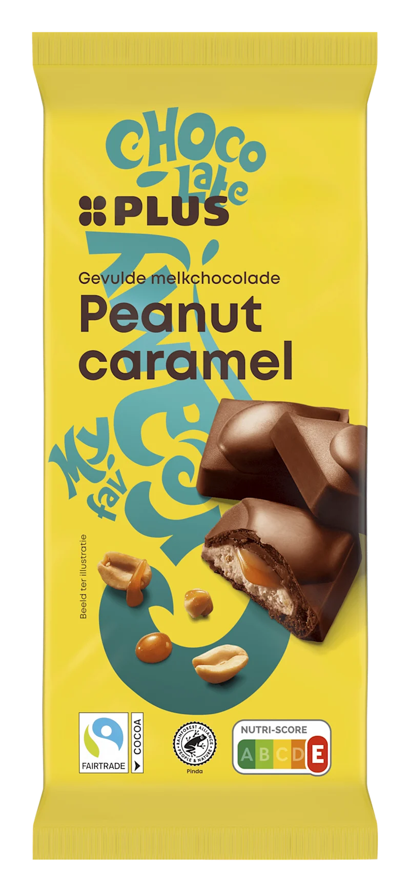 PLUS Gevulde chocoladereep pinda karamel