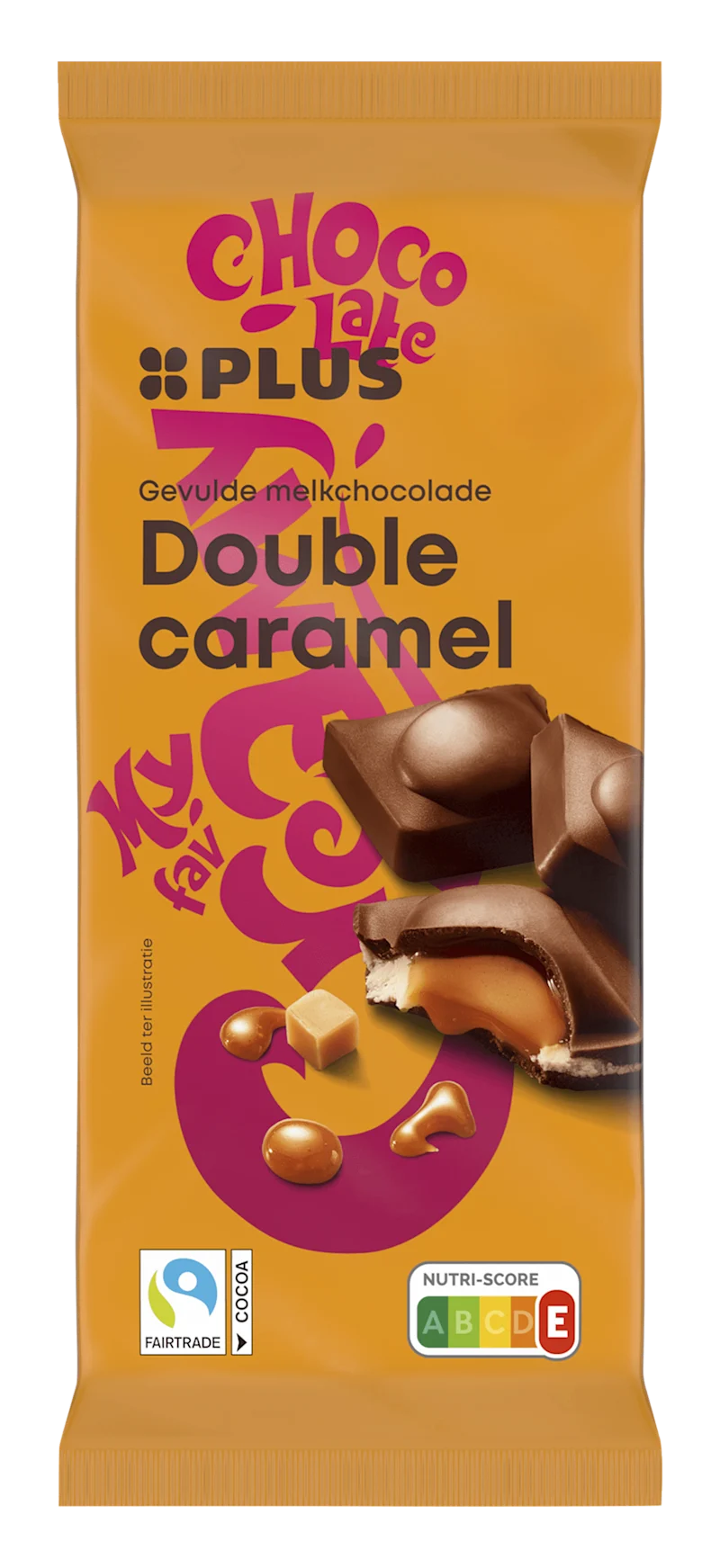 PLUS Gevulde chocoladereep double karamel