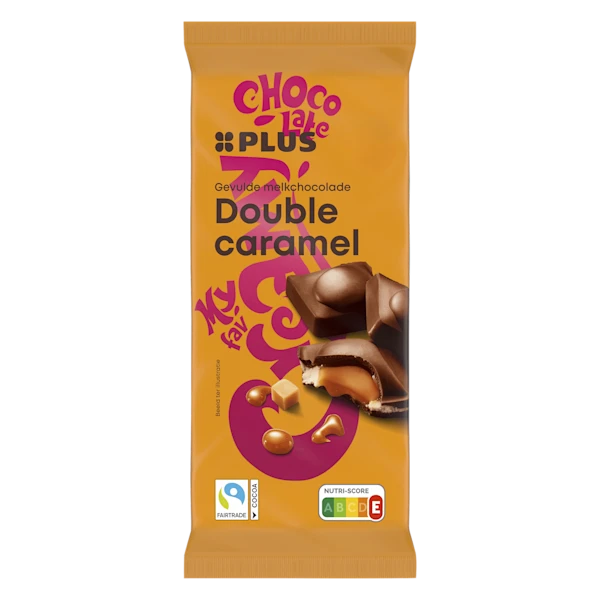 PLUS Gevulde chocoladereep double karamel
