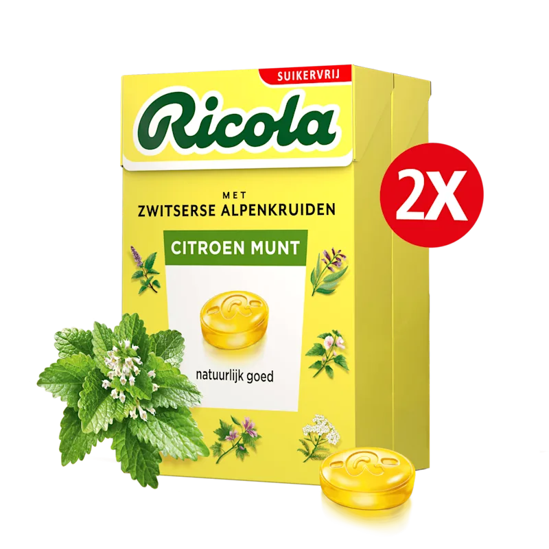 Ricola Citroen Munt suikervrij duopack 2 x 50 g