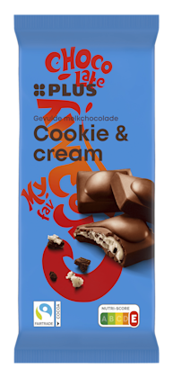 PLUS Gevulde chocoladereep cookie cream
