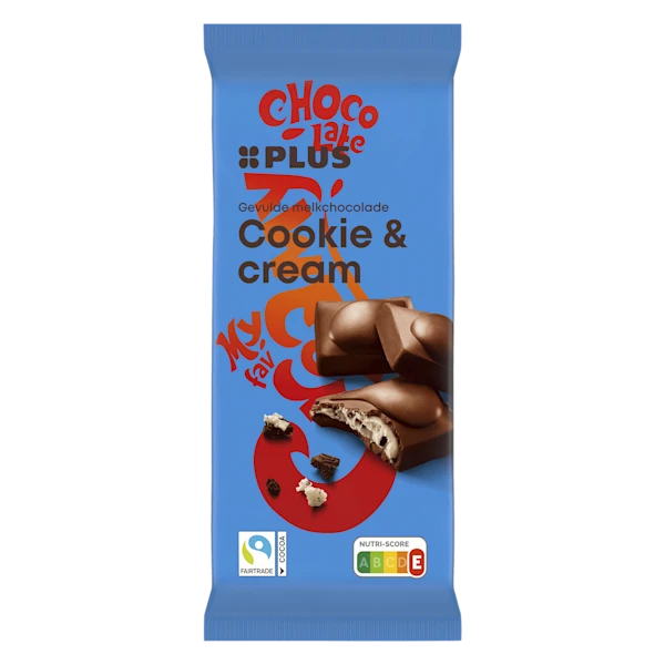 PLUS Gevulde chocoladereep cookie cream
